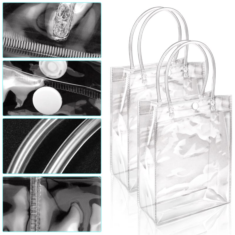 BadenBach 24 PCS Small Clear Gift Bags with Handle 5.9"" x 7.9"" x 2.8"" Plastic Transparent Gift Bag Clear Goodie Bags Clear Party Favor Bags for Wedding Birthday Party Baby Shower Halloween Christmas - Image 5